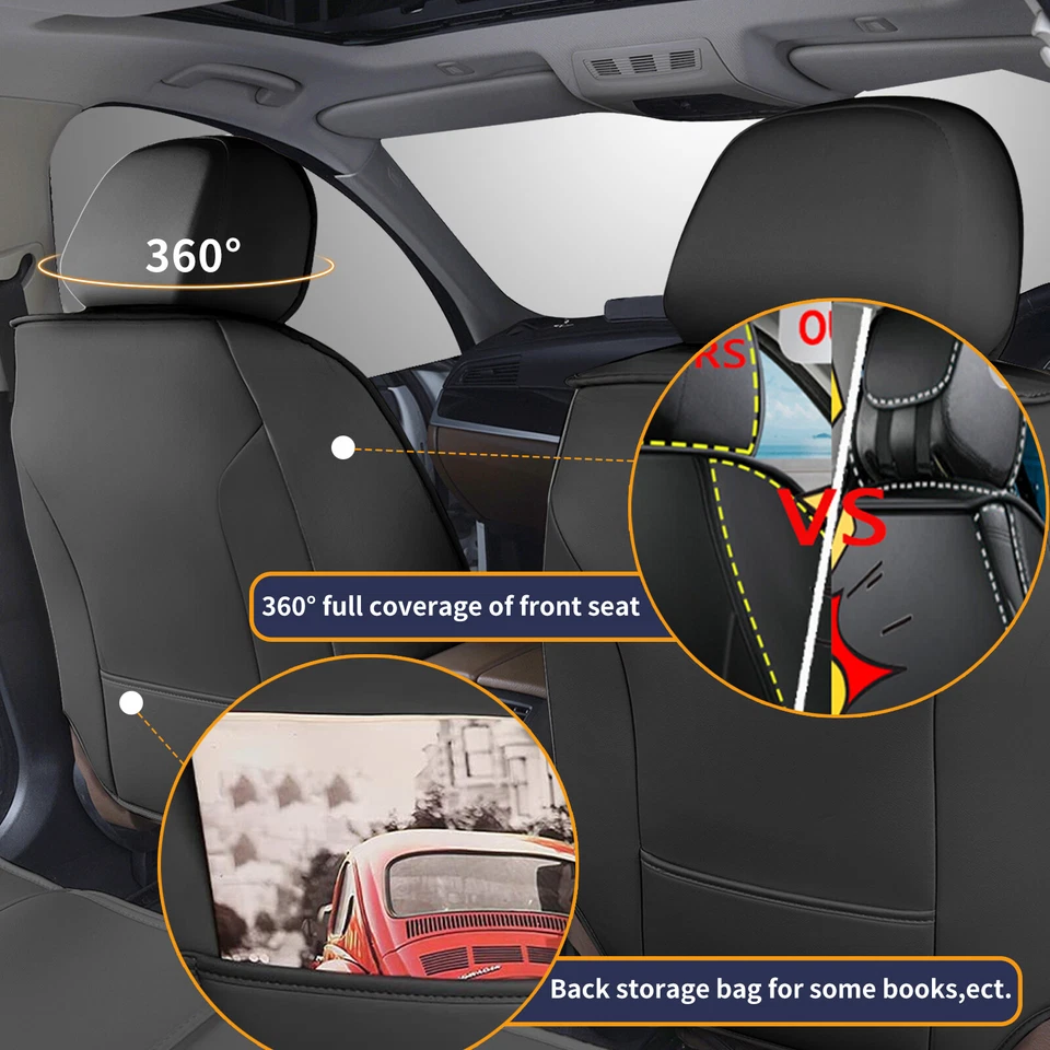 For Suzuki Reno 2005-2008 Faux Leather Car Front 2-Seat Covers Cushion Pad Black - Изображение 4 из 4