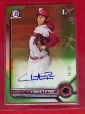 2022 Bowman Chrome 1st Green Ref Auto Christian Roa! /99 HOT!🔥 Reds