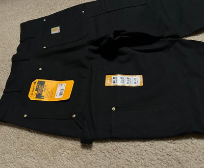 Carhartt Men Double Front Duck Utility Work Dungaree B01 Black 
