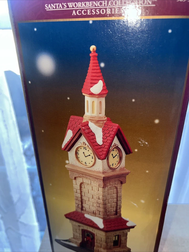 Banco de Trabajo de Papá Noel TORRE DE RELOJ DE PORCELANA 11 Pulgadas De Colección 2001 Foto 4 de 4
