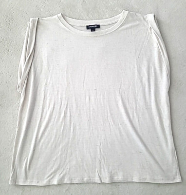 Express Women's Large Creme Color Rolled Cap Sleeve Aesthetic Capsule Wardrobe
