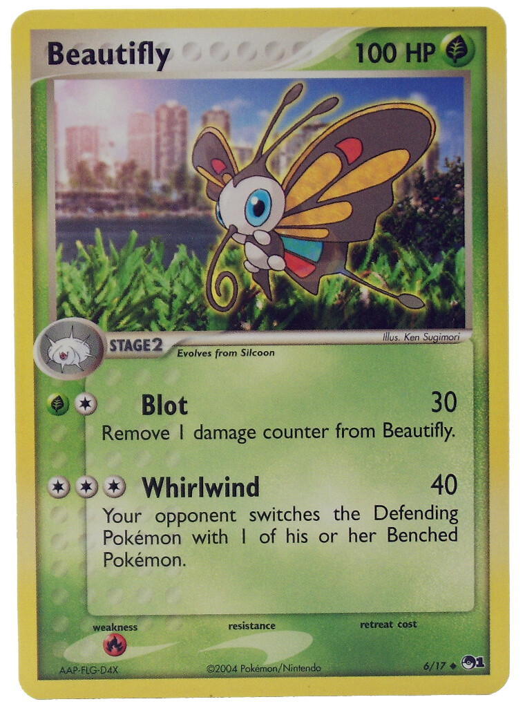 Beautifly 6/17 Pop 1 Series Promo Uncommon Pokemon Card NM Beautifly 6/17 Pop 1 Series Promo Uncommon Pokemon Card NM