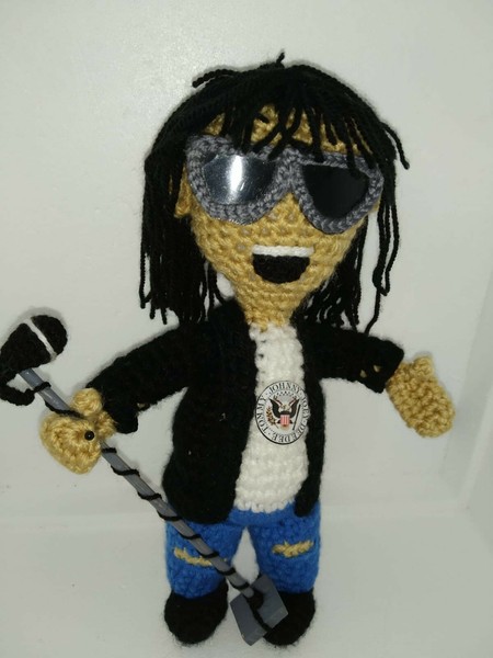 Los Ramones Figura de Joey ramone de 28 cm de altura amigurumi hecho a mano
