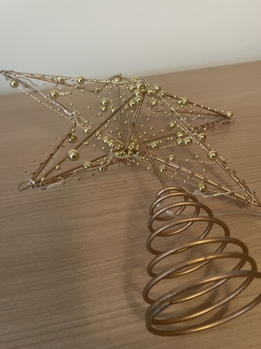 30cm Tall Gold Beaded Battery Operated Christmas Tree Topper - Picture 12 of 16