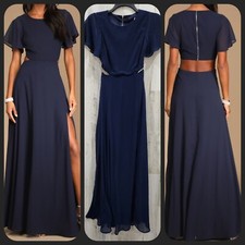 LULUS Garden Bliss Navy Blue Cutout Maxi Dress**Flutter Sleeves Size XS**NWOT***