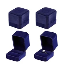 LETURE 4 Pieces Velvet Ring Gift Boxes Set Earring Pendant Jewelry Case Jewel...