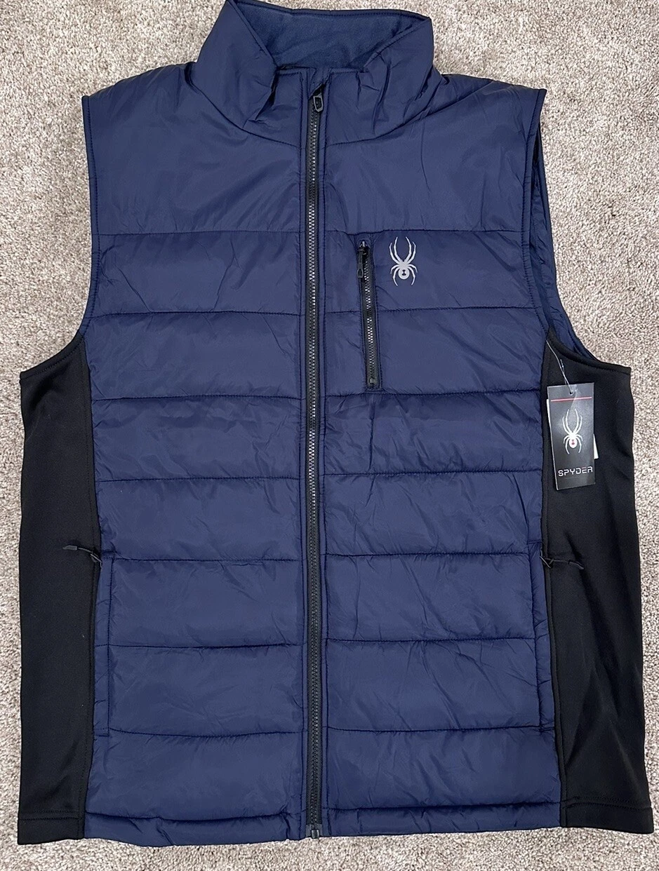 Spyder Puffer Vest Men’s S Insulated Puffy Quilted Navy Blue NEW