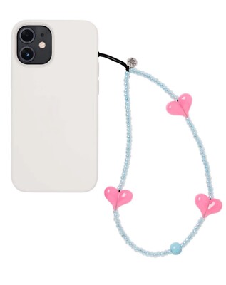 String Ting Aqua Barbie Girl Love Heart Wristlet Phone Strap