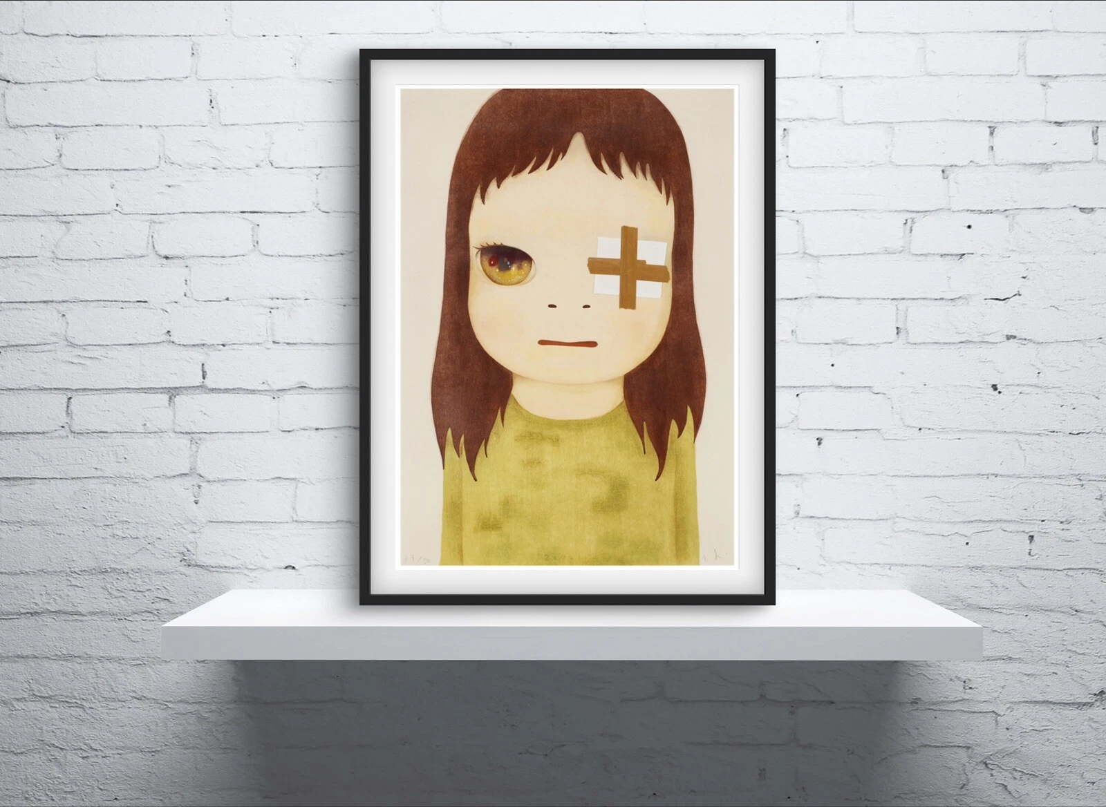 Yoshitomo Nara - Untitled (Eye Patch) - A4 Wall Art Print, Signed, Dated.