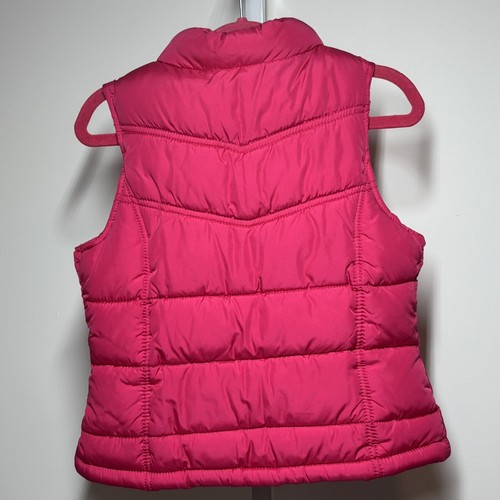 Old Navy Hot Pink Puffer Vest Quilted Fleece Lined Full Zip Pockets Girls S - Picture 3 of 8