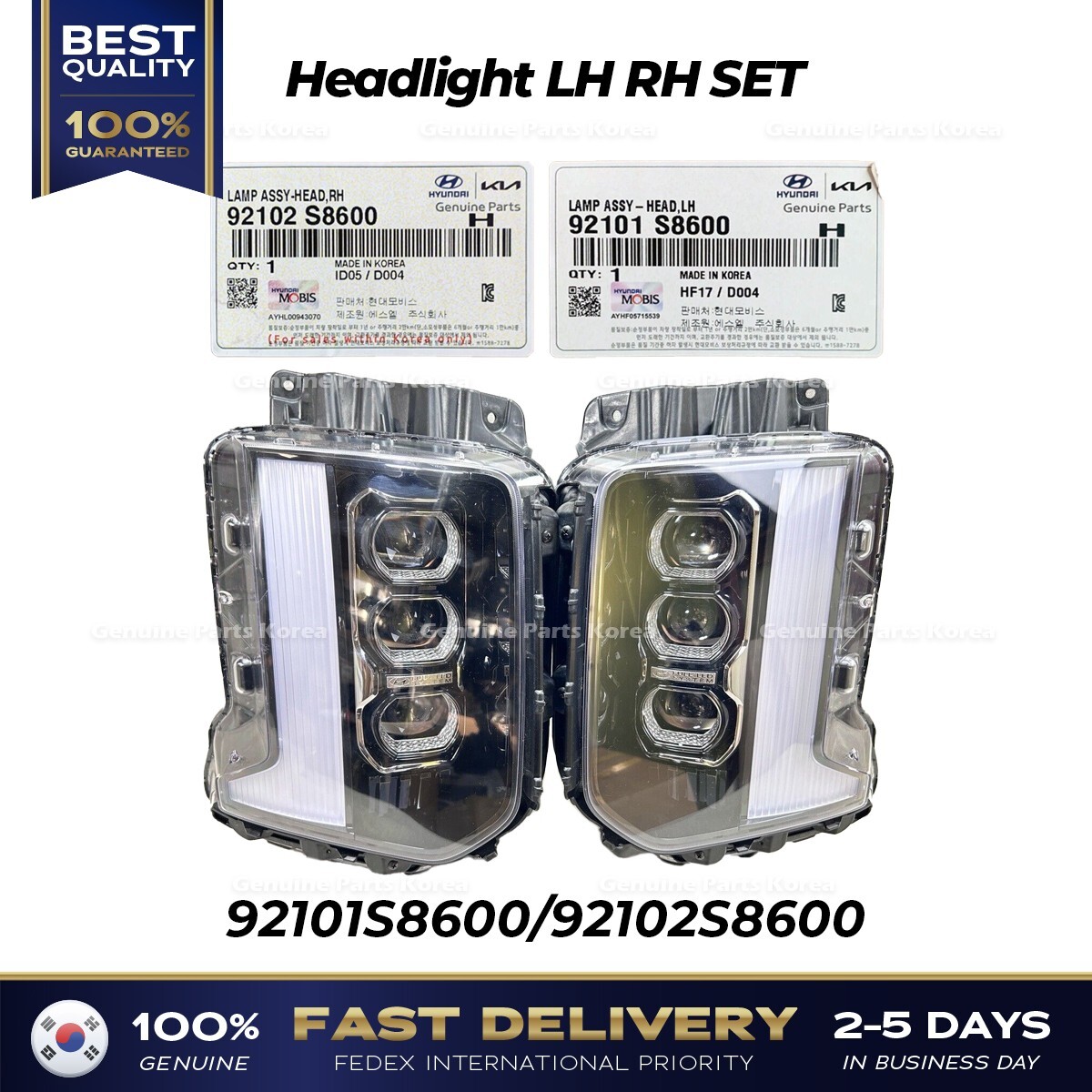 ⭐Genuine⭐ Headlight LH RH SET 92101S8600 92102S8600 for Hyundai