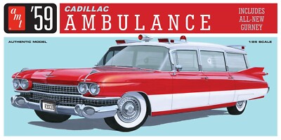 1/25 AMT 1395 1959 Cadillac Ambulance w/Gurney   MODEL KIT CAR NIB