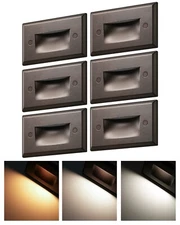 EDISHINE 6-Pack 120V LED Stair Lights Indoor Outdoor, 150LM 5%-100% Dimmable