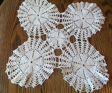 Vintage Off White Ecru Crocheted 14" Round Doily GC
