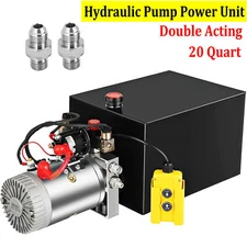 20 Quart Double Acting Hydraulic Pump Dump Trailer DC 12V Unloading Power Unit
