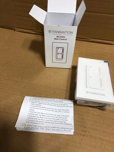 Fanimation WC2 White 3 Speed Fan & Light Wall Control - Picture 7 of 7