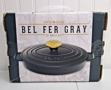 Bel Fer Grey 9” Ceramic & Cast Iron Au Gratin Bakeware Dish Limited Ed NEW