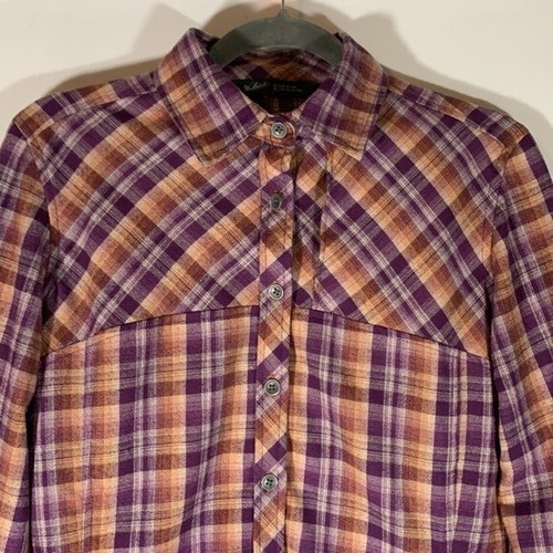 Woolrich Purple & Orange Plaid Flannel Button Down Shirt Women's XS - Picture 2 of 10