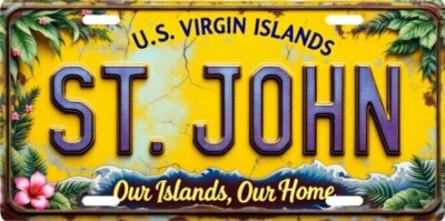St. John U.S. Virgin Islands Tropical Weathered Aluminum License Plate