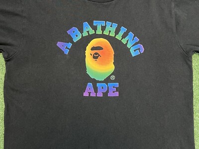 A Bathing Ape Rainbow College T Shirt SS18 Size Large Used Skate
