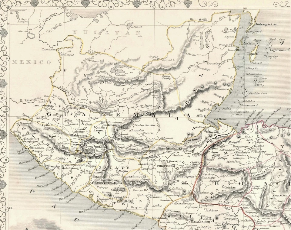 Mapa antiguo "Centroamérica" John Tallis, 1851 Foto 4 de 4