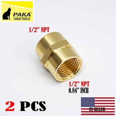 2 PCS 1/2'' NPT Thread Female Hex Union Brass Coupling Fitting