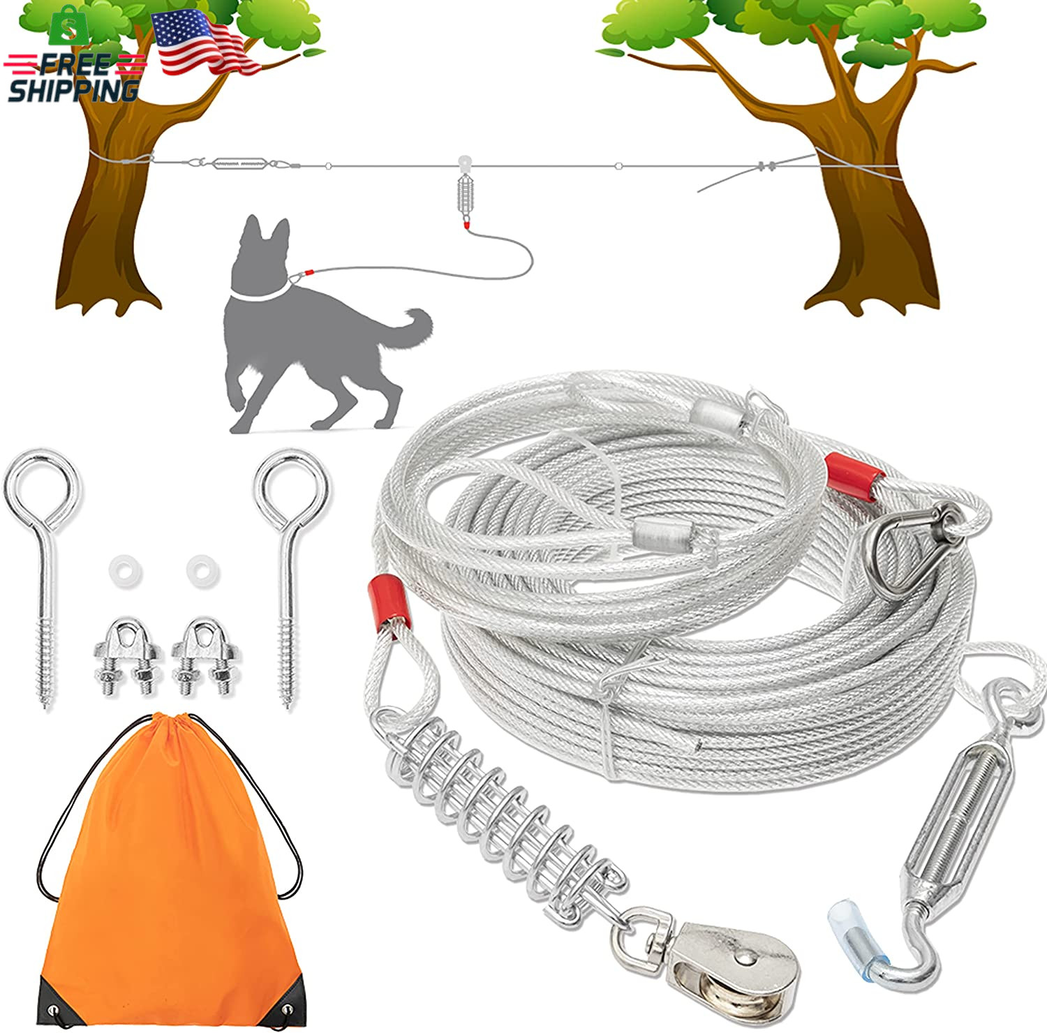 100ft Dog Tie Out Cable – Outdoor Use
