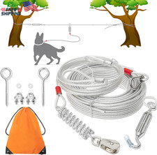 Dog Tie Out Cable - 100 Ft Long Dog Cable with 10 Ft Run Cable for Yard Training
