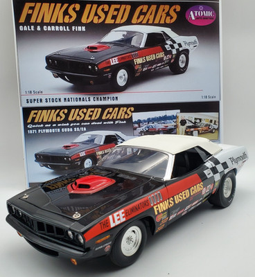 FINKS USED CARS 1:18 SUPER STOCK 1971 CUDA 426 HEMI ATOMIC A1806130AA  IN-STOCK