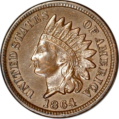 1864-L 1C L on Ribbon Indian Head Cent XF K15256