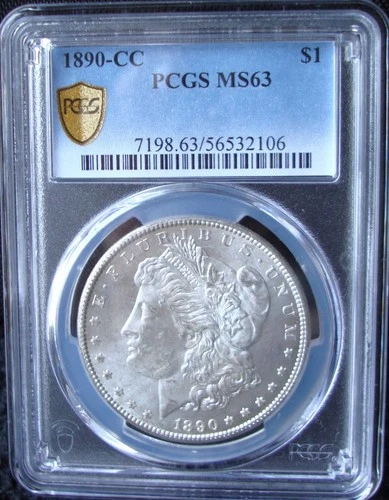1890-CC Morgan Silver Dollar - PCGS MS 63 - Gold Shield