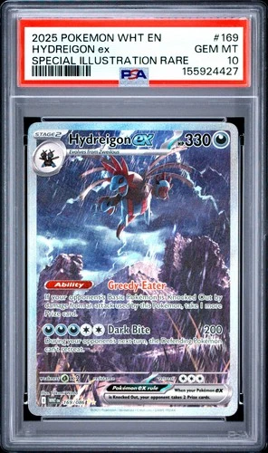 2025 POKEMON WHT EN-WHITE FLARE #169 HYDREIGON EX PSA 10