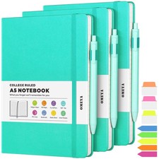 Lined Journal Notebook, 3 Pack A5 College Ruled Notebooks for Work, A5, Blue