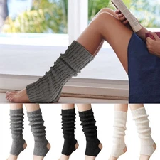 Women Winter Warm Crochet Leg Warmers Cable Knit Ladies Knitted Socks Leggings