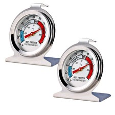 2Pcs Refrigerator Freezer Thermometer Stainless Steel Large Dial Thermometer New
