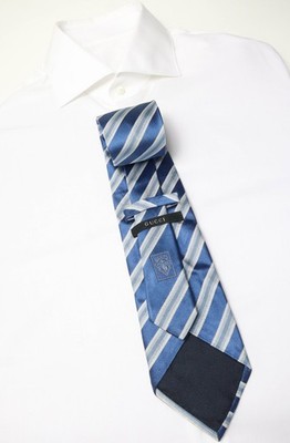 GUCCI Tie Men's ONE SIZE?E Blue Striped Shiny Pointed Pure Silk