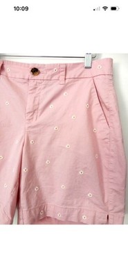OLD NAVY Everyday Short Mid-Rise Pink  with White Daisy Embroidered  - Size 10