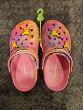 Pink Crocs Pokemon Nintendo Pikachu Shimmer  Shine Girl  s Shoes NEW Size J 5