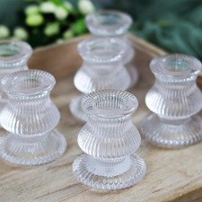 WDHODEC Clear Glass Candlestick Holders 12PCS Taper Candle Holders for Table Cen