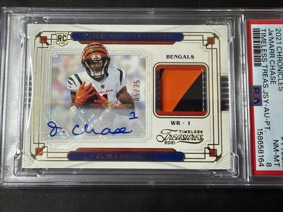 2021 Panini Timeless Treasures Ja’Marr Chase /25 RPA Rookie 2 Color Patch Auto
