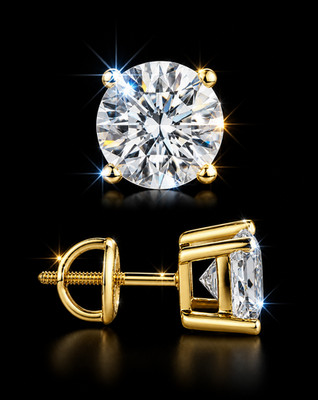 4,0 kt TW Moissanit Solitär Ohrstecker 14 K Gelbgold zertifiziert FL/D Geschenk