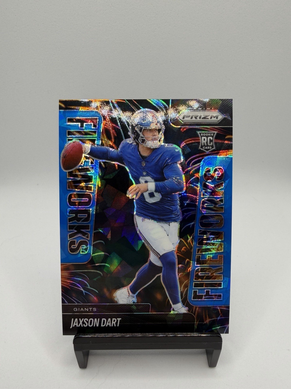 2025 Panini Prizm - Blue Cracked Ice 18/99 Fireworks Jaxson Dart  (RC) New York 