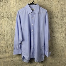 Turnbull Asser Shirt 17.5 44 French Cuff Blue Button Up Long Sleeve Men  s