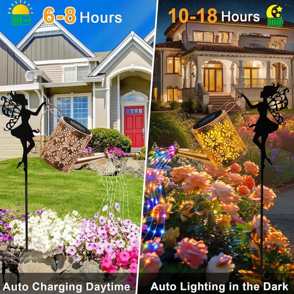 2PACK Solar Watering Can Light Garden LED RGB Outdoor Kettle Landscape Art Lamp - Image 2 of 4