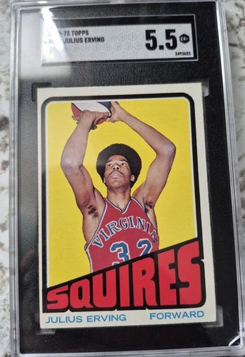 1972 TOPPS BASKETBALL JULIUS ERVING ROOKIE #195 SQUIRES SGC 5.5