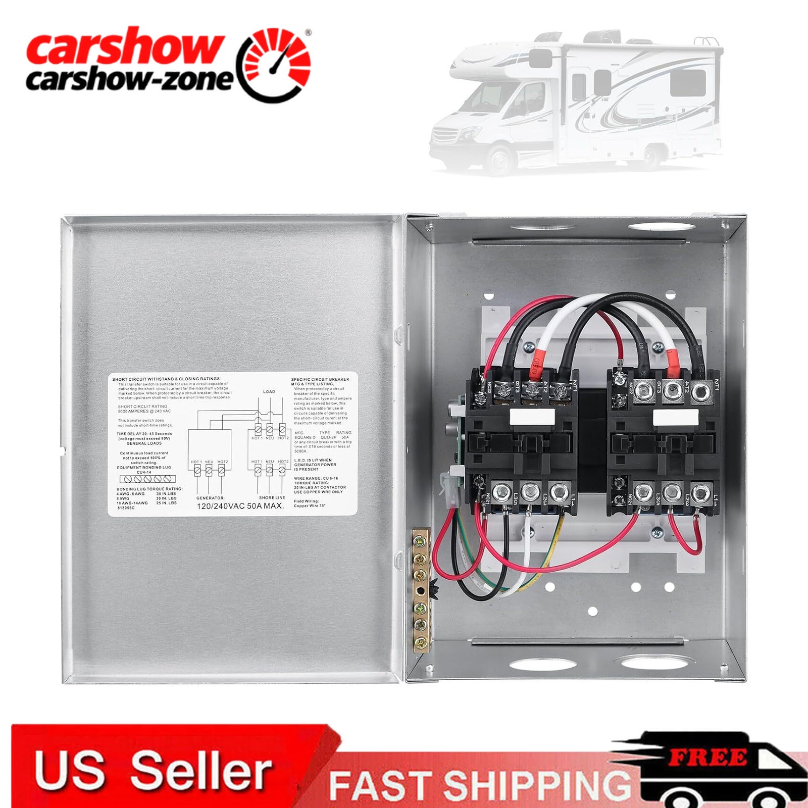 PD52 50 AMP Automatic Transfer Switch for RV, Speedboats 120/240 VAC ...