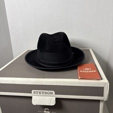 Vintage John B. Stetson Men's The Sovereign Dorset Black Fedora Hat size 7