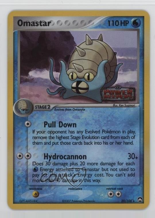 Omastar Reverse Foil Pokemon EX Power Keepers #20 2007