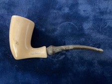 Vintage Hand-Carved Meerschaum Smoking Pipe With Curved Stem