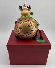 Christmas Reindeer Luminary W/ LED Candle Ornament & Timer Home Reflections QVC